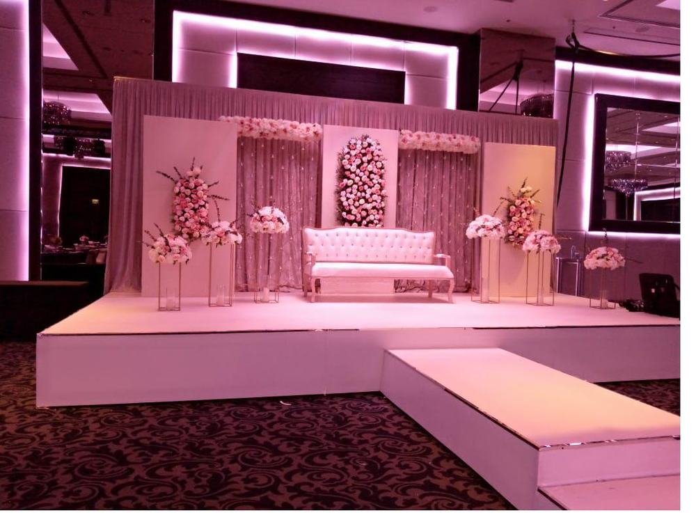 Pink floral wedding stage